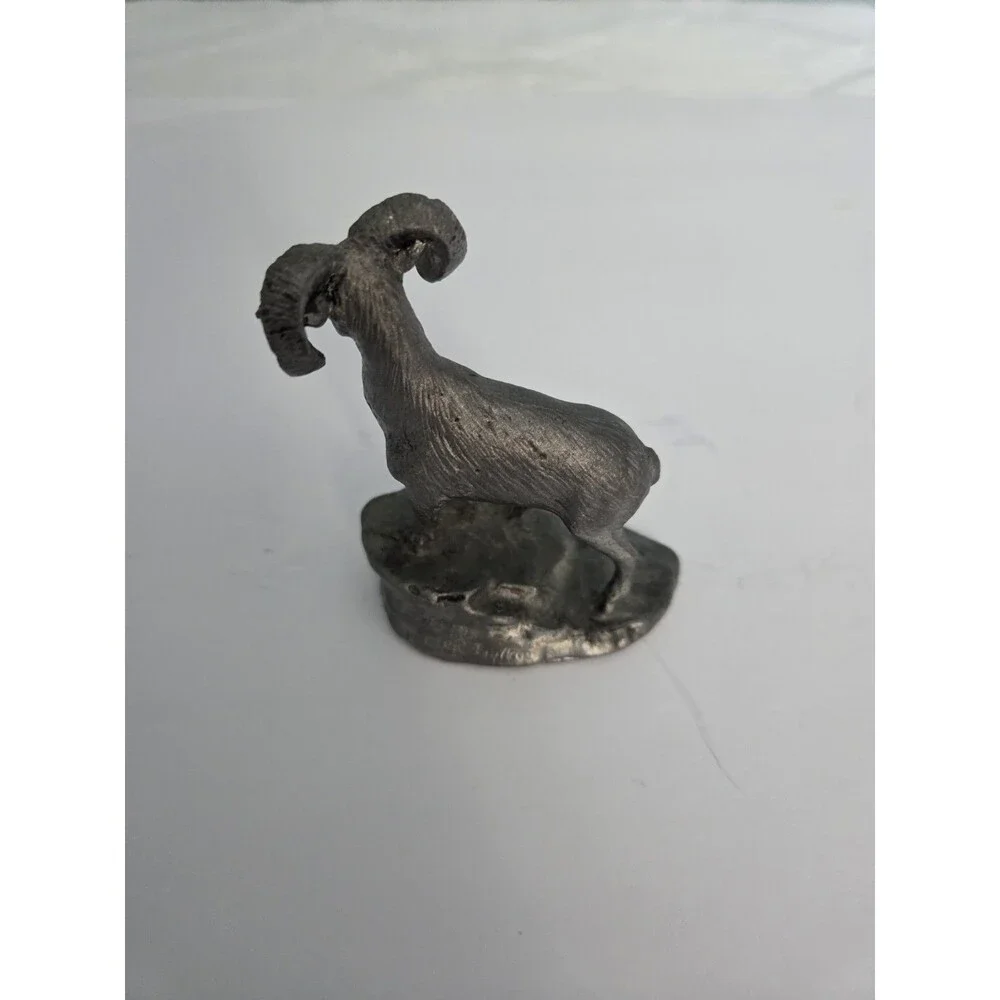 Vintage Cast Pewter Bighorn Ram Figurine Statue